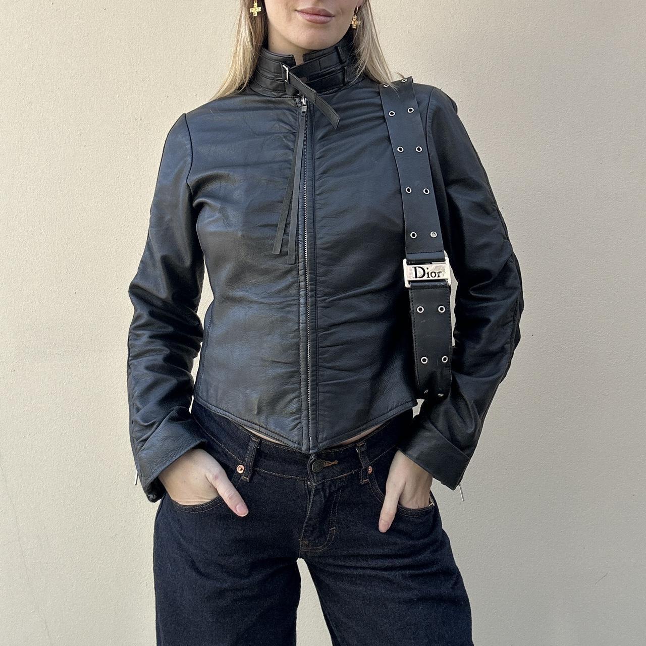 Vintage rutched leather jacket