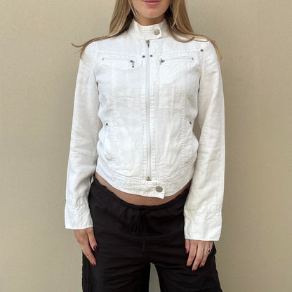 Vintage 00s linen biker jacket