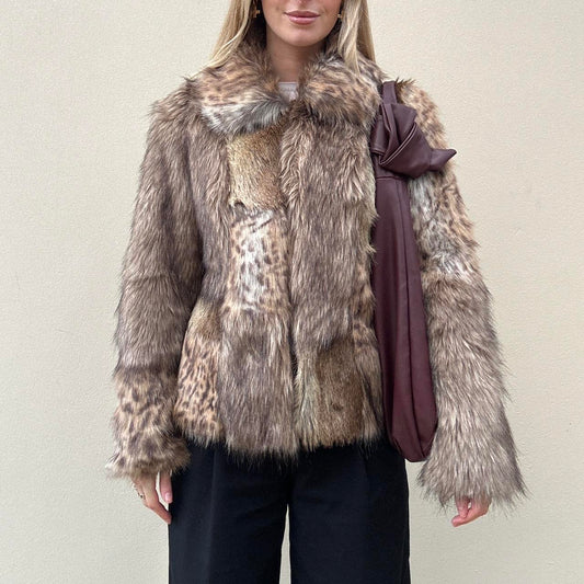 Vintage 00s faux fur patchwork jacket
