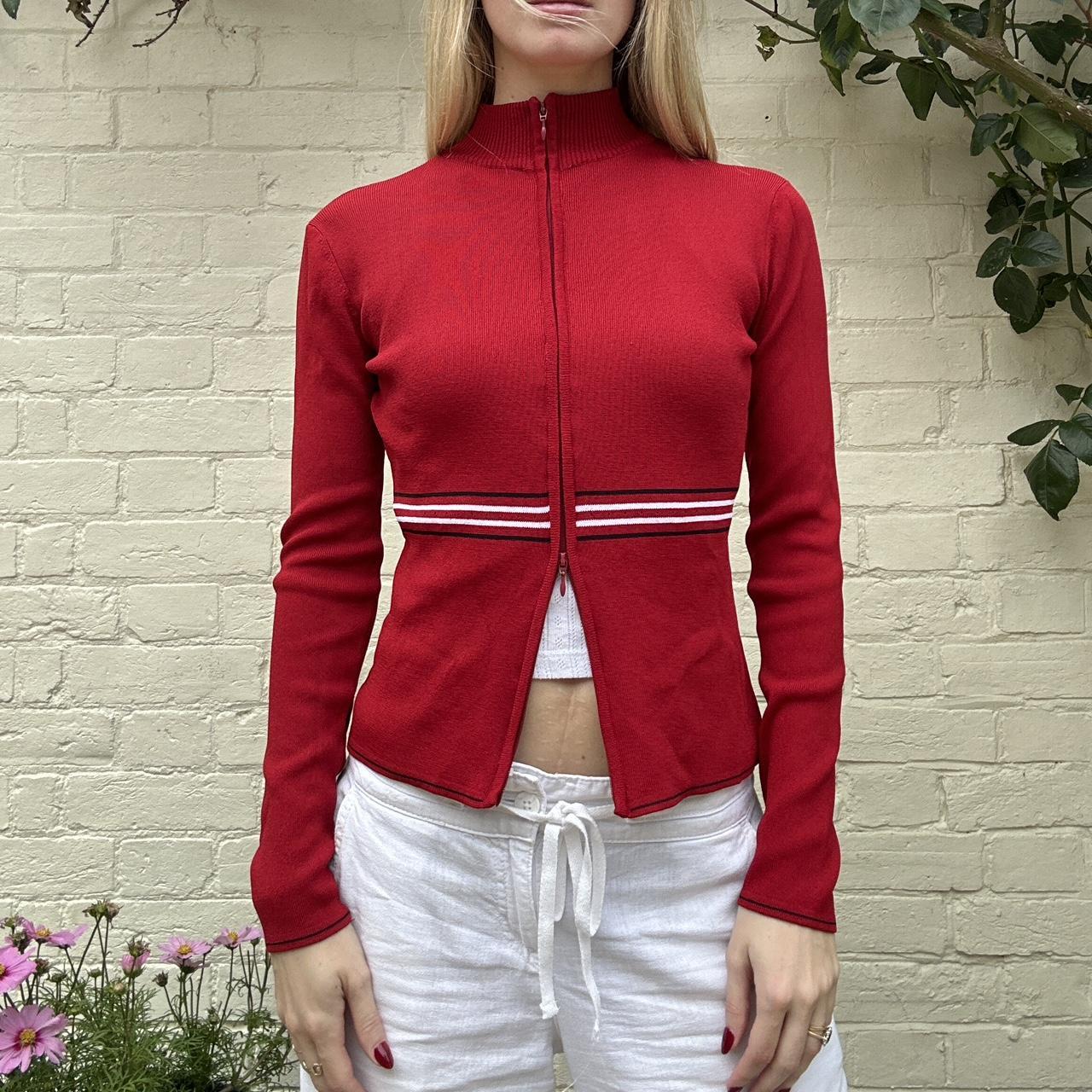 Vintage 00s red double zipper jumper