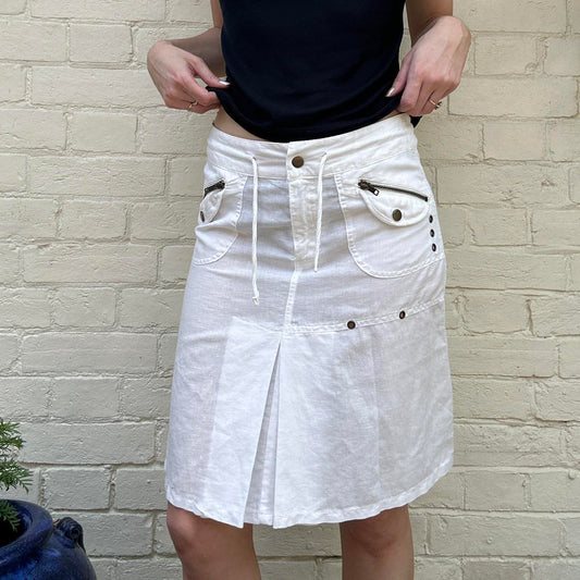 Vintage 00s white cargo midi skirt