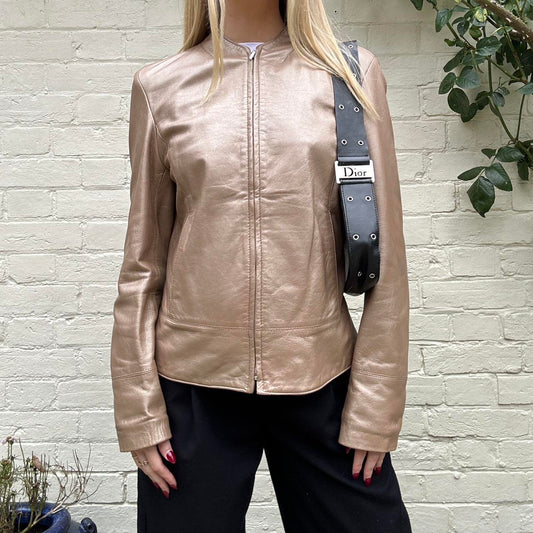 Vintage 00s gold leather jacket