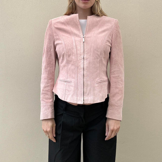 Vintage 00s pink suede jacket