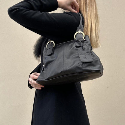 Vintage 00s black leather handbag
