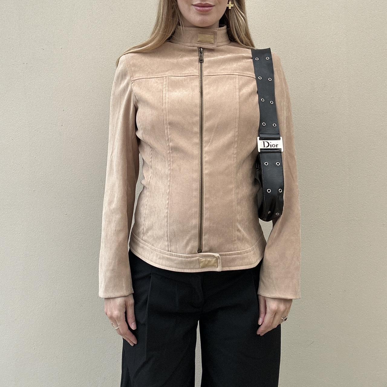 Vintage 00s faux suede biker jacket