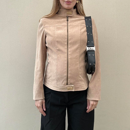 Vintage 00s faux suede biker jacket