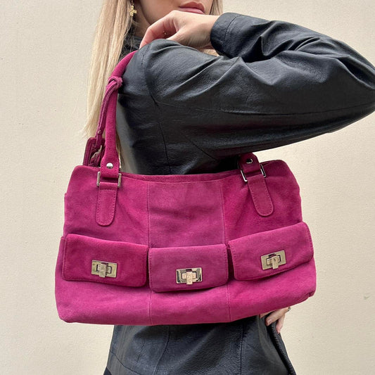 Vintage 00s pink suede bag