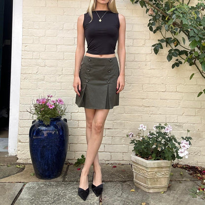 Vintage 00s khaki midi skirt with large buttons