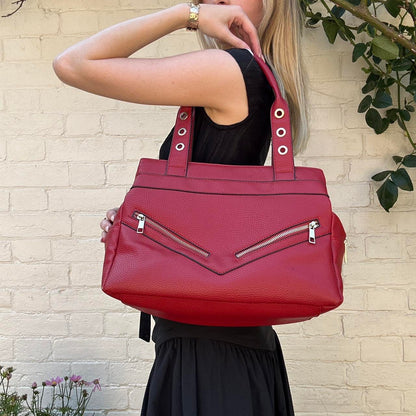 Vintage red leather handbag