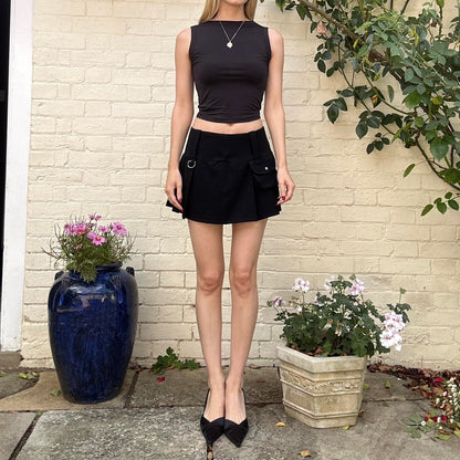 Vintage 00s black pleated mini skirt