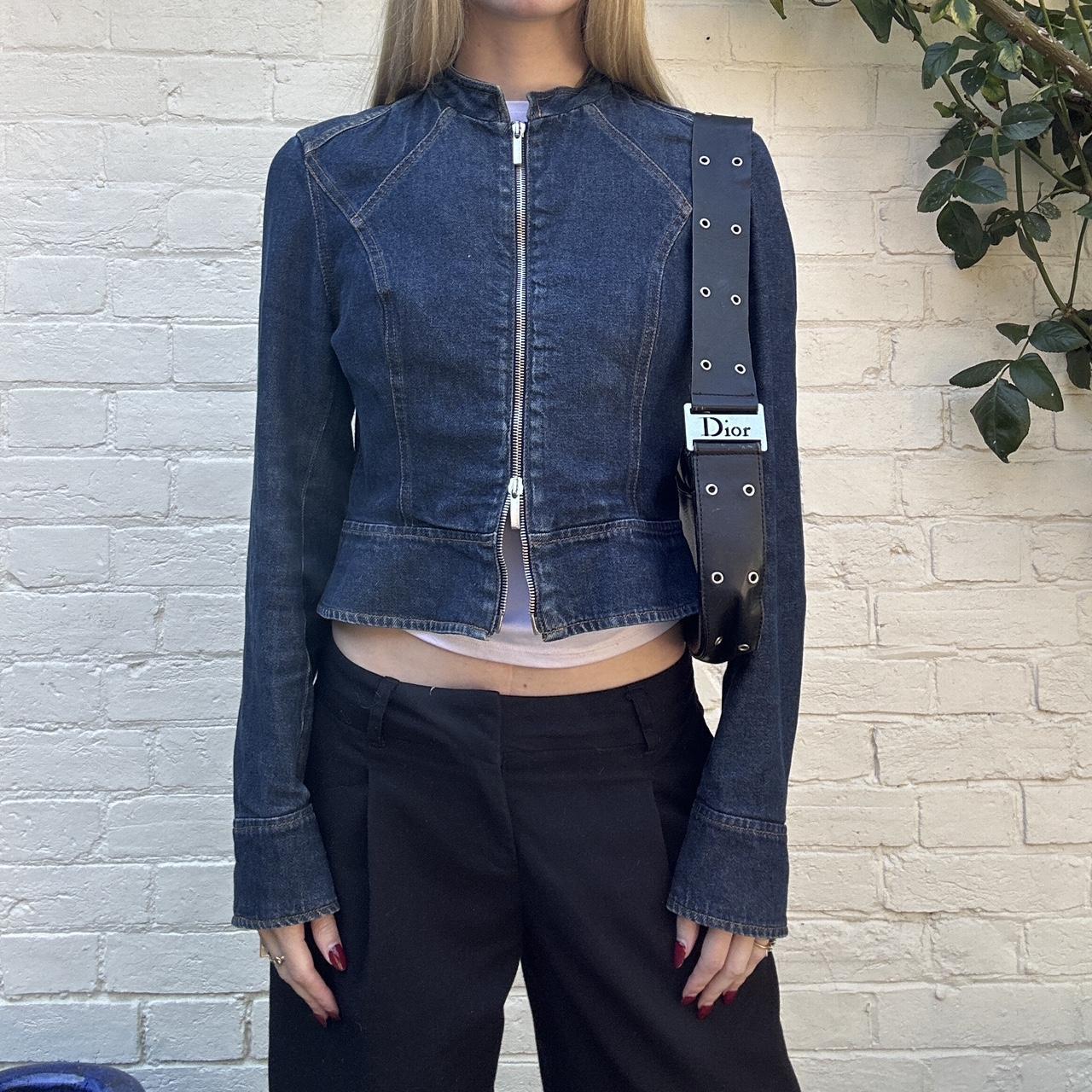 Vintage 00s denim double zip jacket