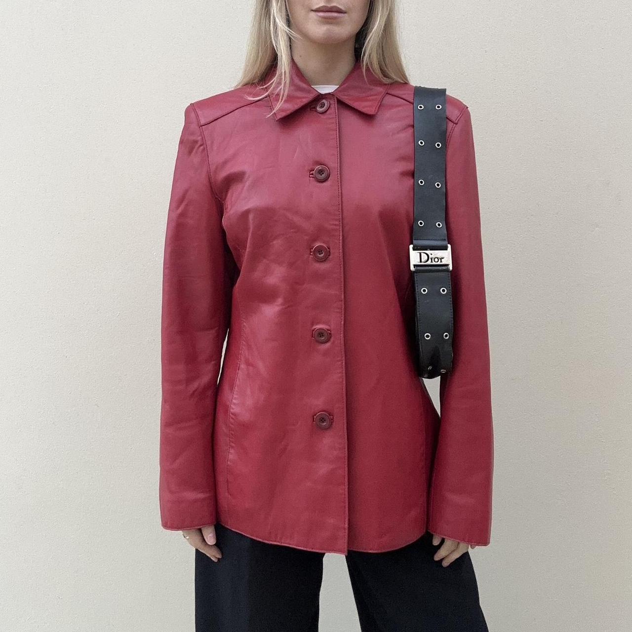 Vintage 00s red leather jacket