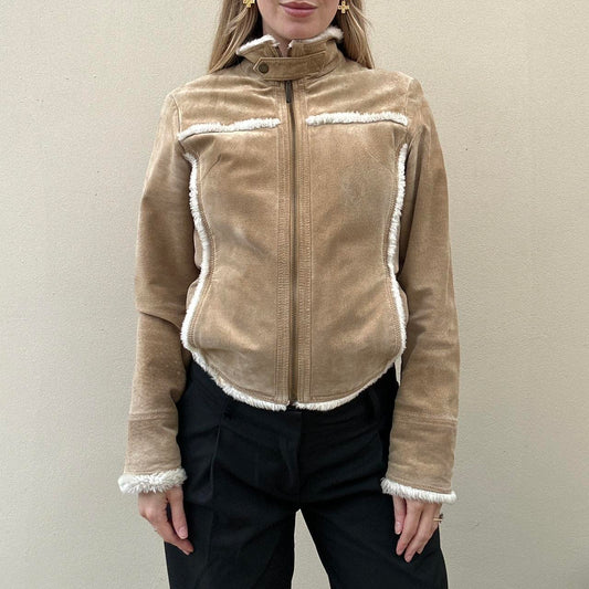 Vintage suede & Sherpa biker jacket