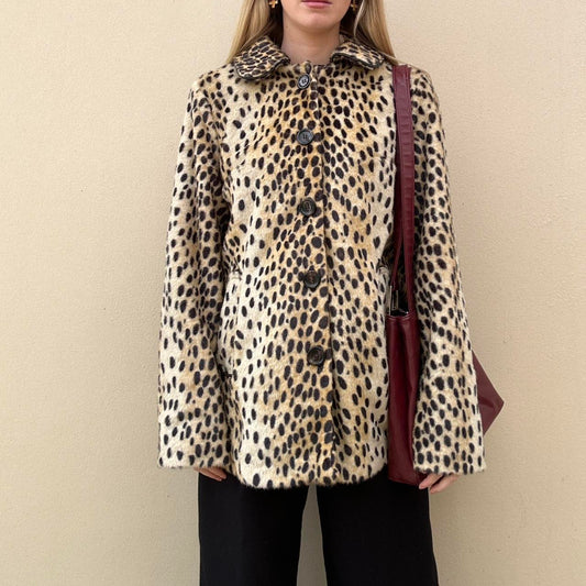 Faux leopard coat