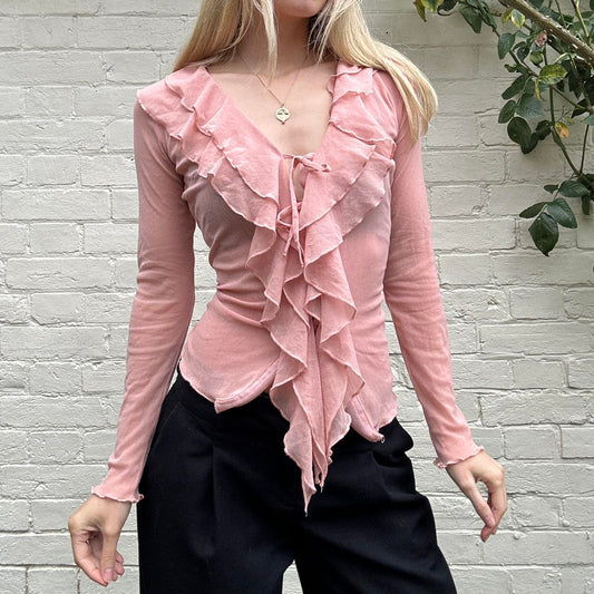 Vintage 00s ruffle mesh top