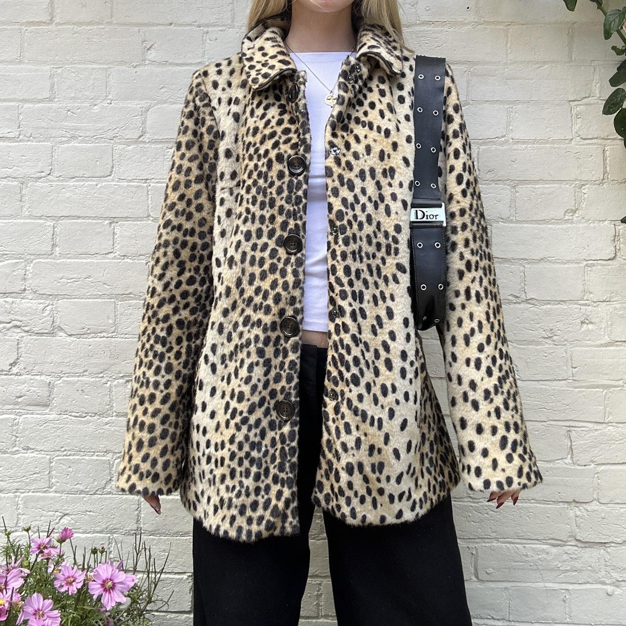 Faux fur leopard coat