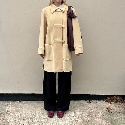 Vintage 90s butter yellow wool & cashmere coat