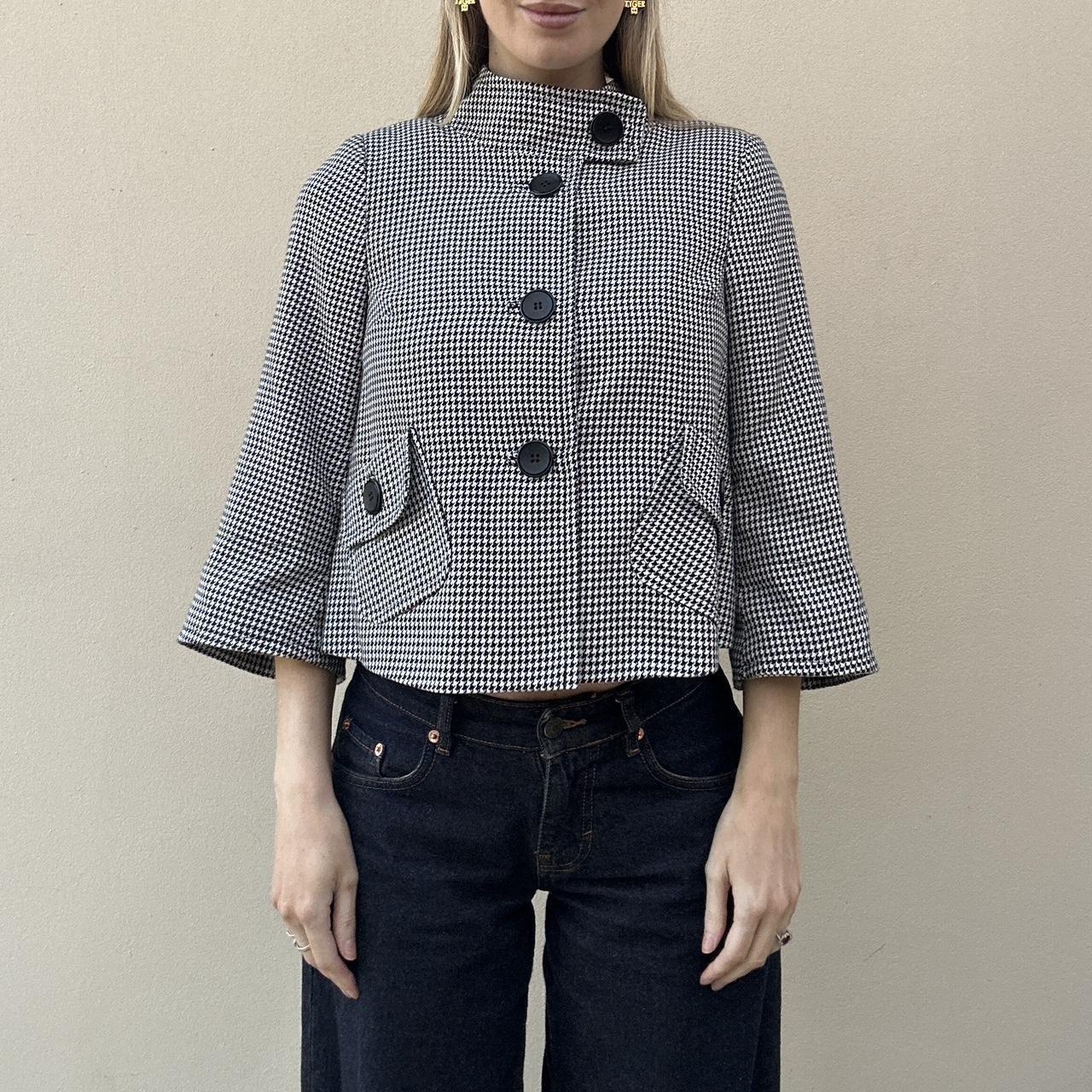 Vintage 00s houndstooth pea coat