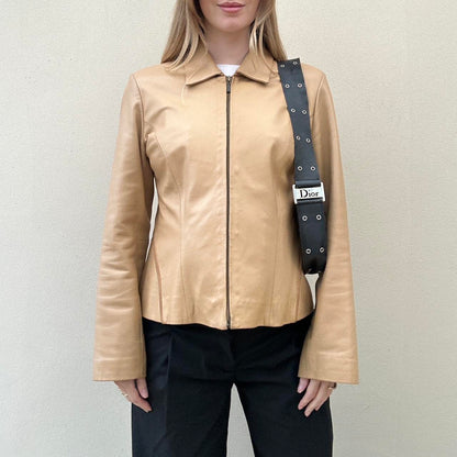 Vintage 00s tan leather jacket