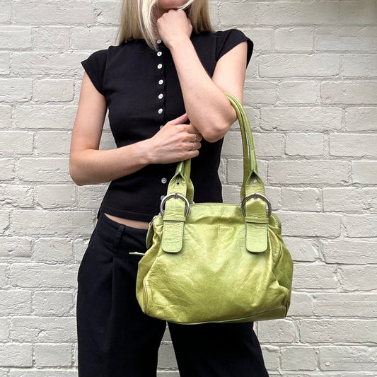 Vintage 00s lime leather bag