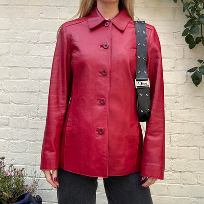 Vintage burgundy leather coat