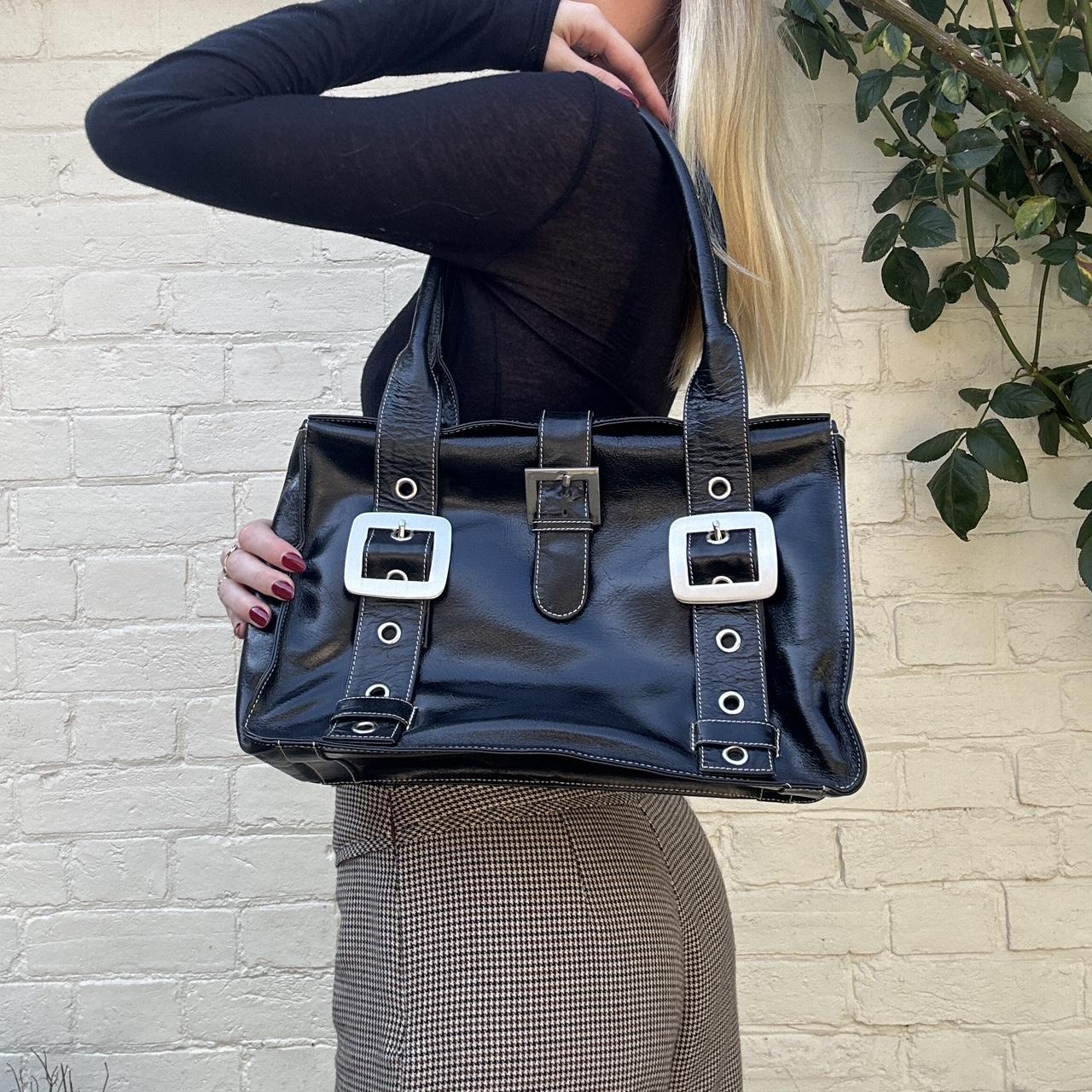 Vintage leather bag with silver hardware