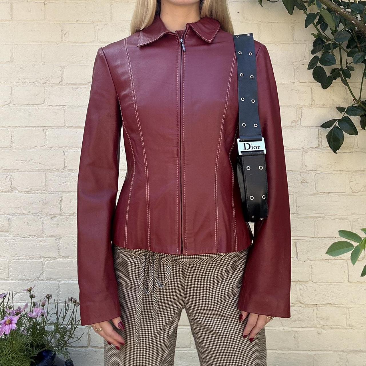 Vintage 00s burgundy leather jacket