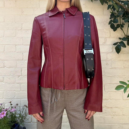 Vintage 00s burgundy leather jacket