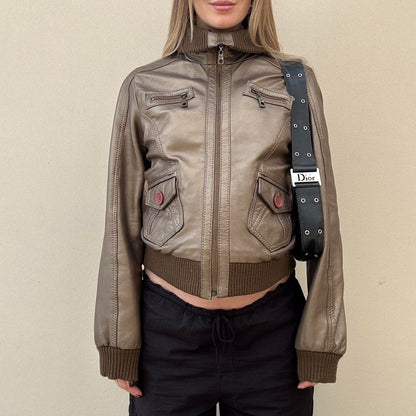 Vintage 00s metallic leather jacket