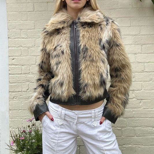 Vintage 00s faux fur bomber jacket