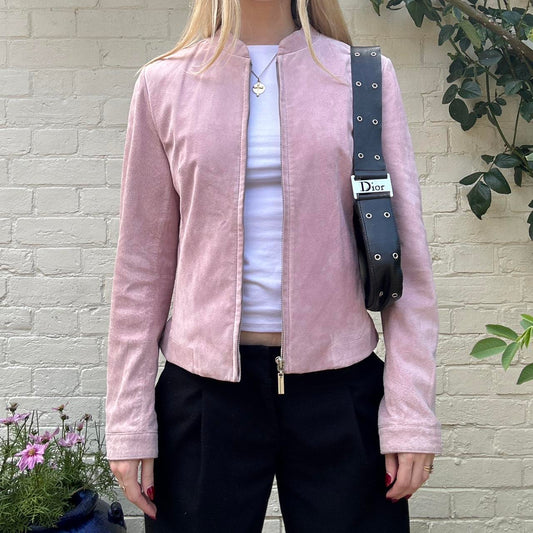 Vintage 00s dusty pink genuine suede jacket