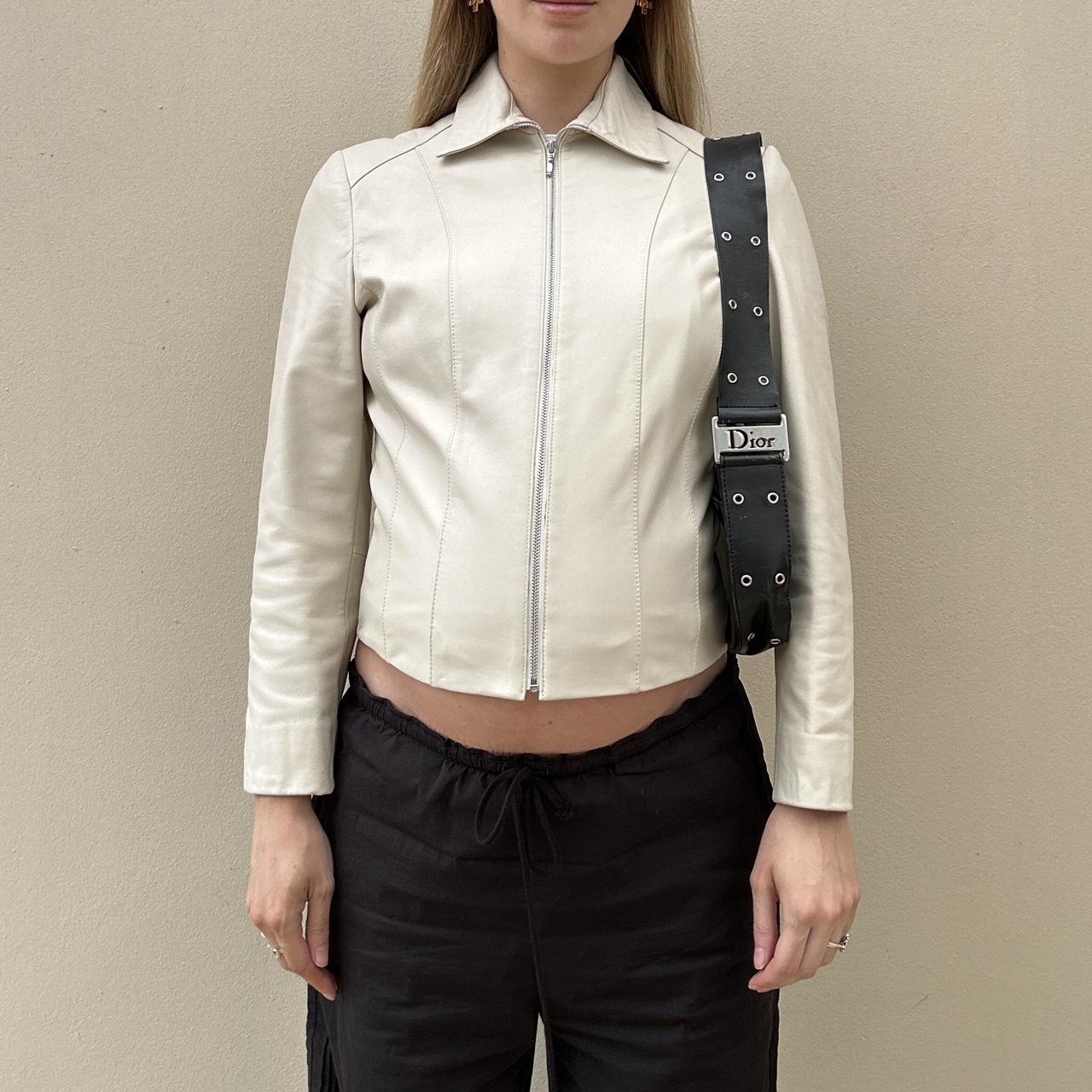 Vintage cream leather jacket