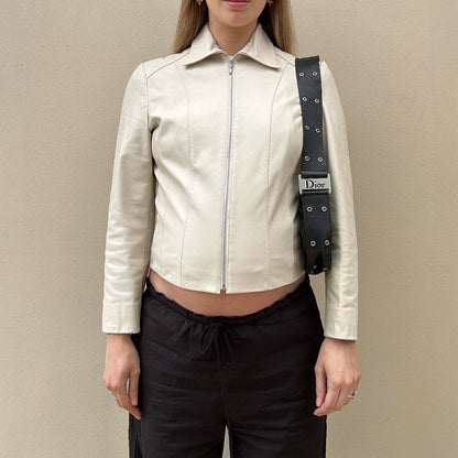 Vintage cream leather jacket