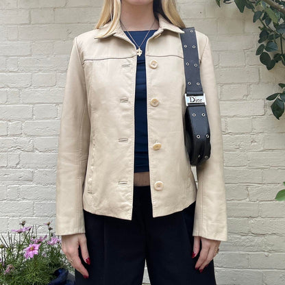 Vintage cream leather jacket