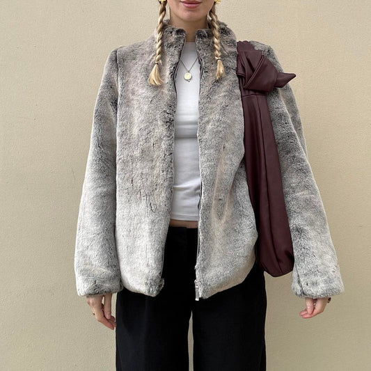 Faux fur grey coat