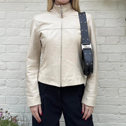 Vintage 00s cream leather jacket