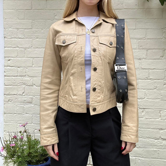 Vintage 90s cream leather jacket