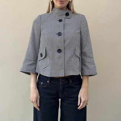 Vintage 00s houndstooth pea coat