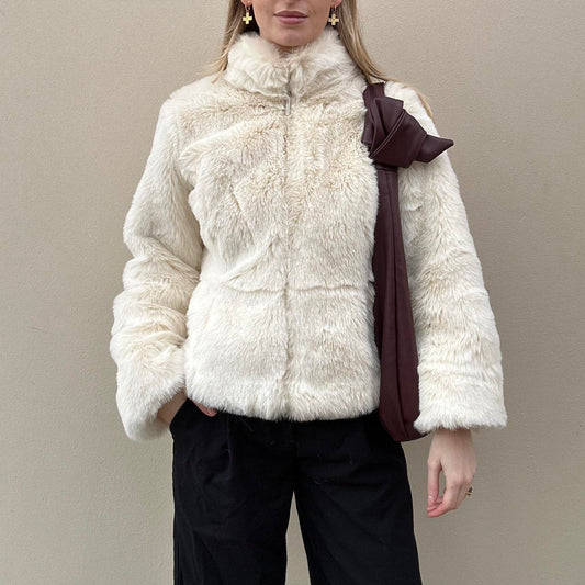 Vintage ELLE white fur coat