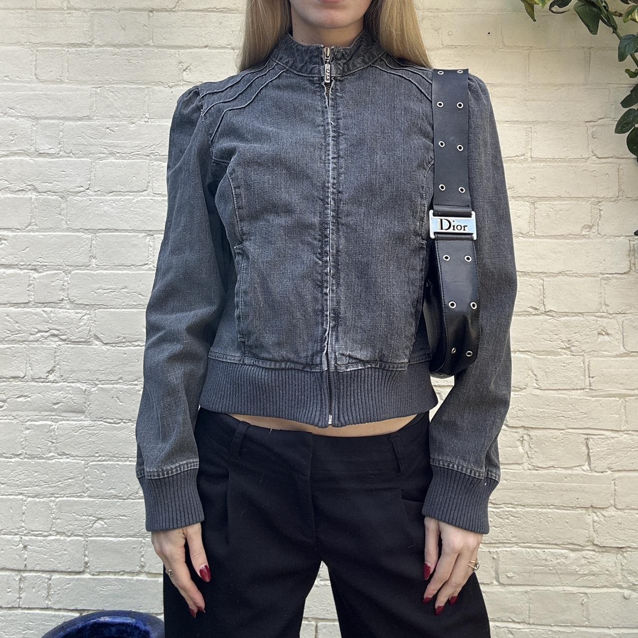 Vintage charcoal denim zip jacket