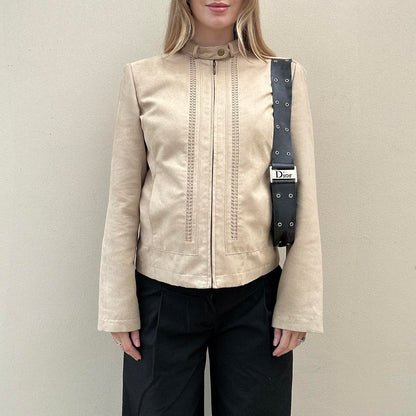 Vintage 00s faux suede biker jacket