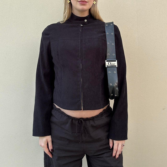 Vintage 00s faux suede biker jacket