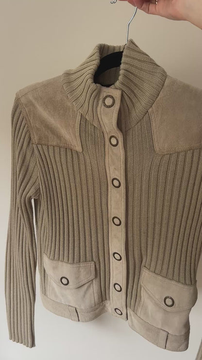 Vintage suede & knit jumper jacket