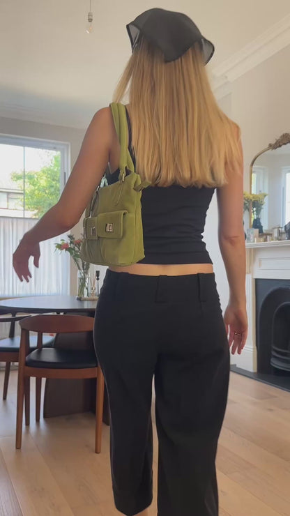 Vintage Suede Lime Green Bag